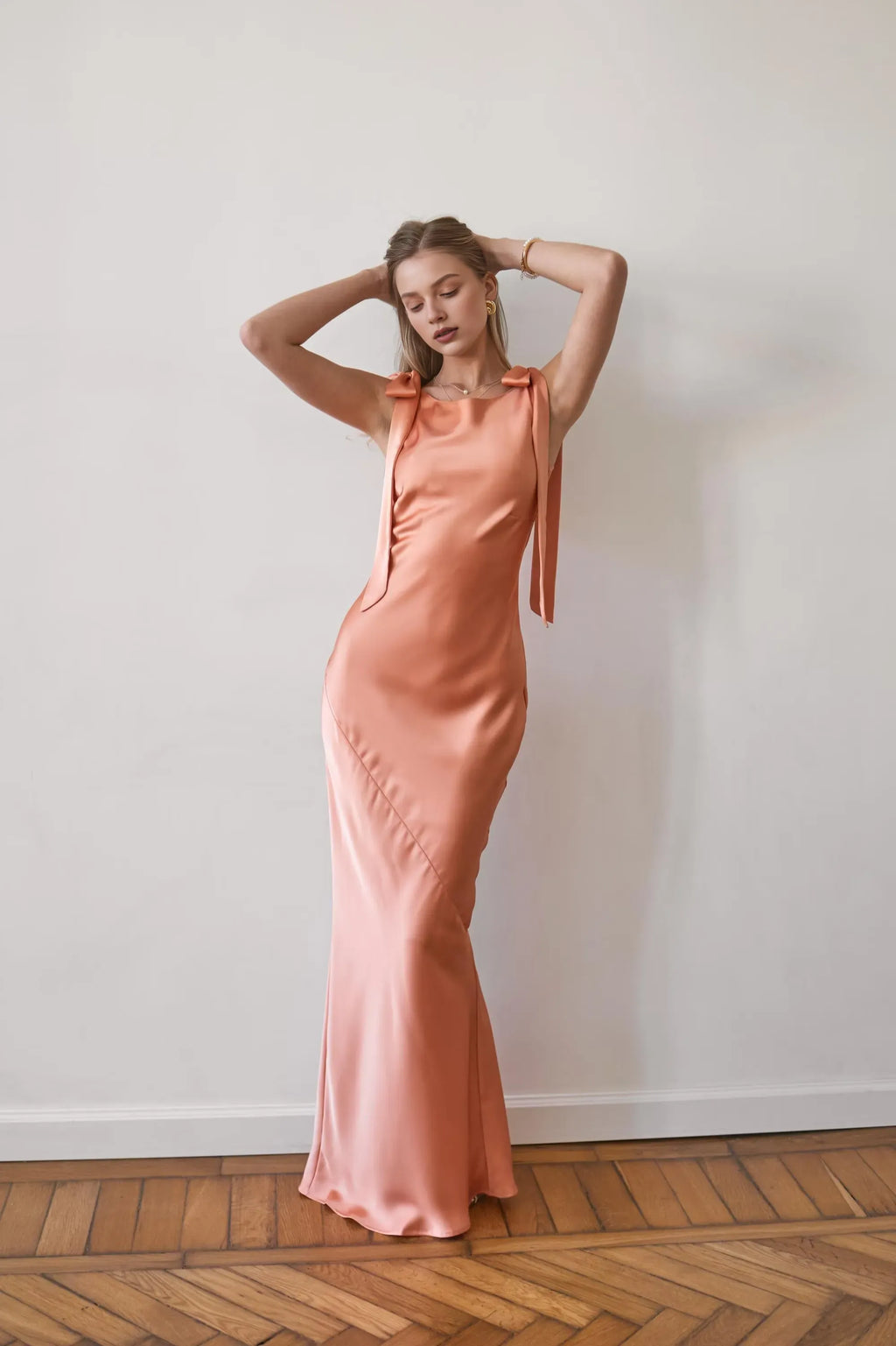 Casual Fitted Scoop Neck Sleeveless Backless Floor-Length Prom Dress