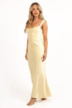 Casual Sheath Cowl Neck Sleeveless Ankle-Length Prom Dress