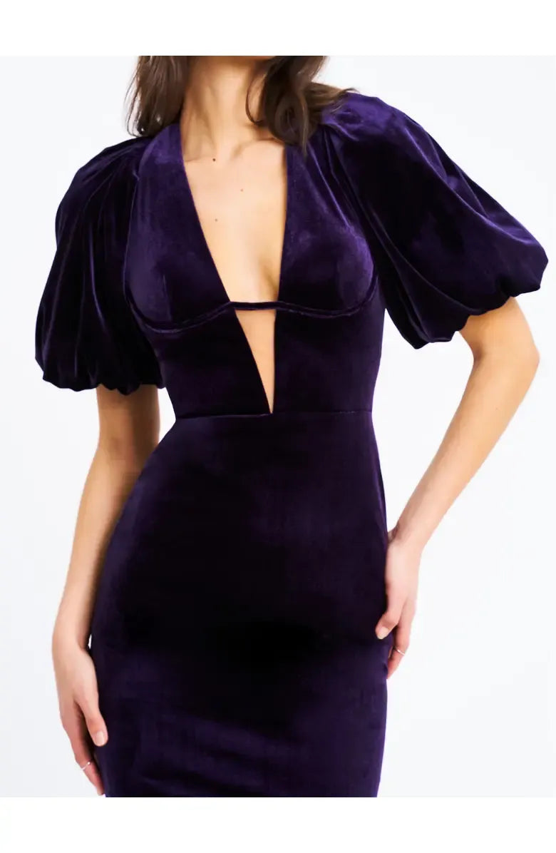 Casual Sheath V Neck Bubble Sleeve Ankle-Length Prom Dress