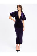 Casual Sheath V Neck Bubble Sleeve Ankle-Length Prom Dress