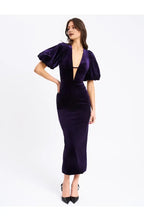 Casual Sheath V Neck Bubble Sleeve Ankle-Length Prom Dress