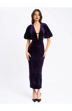 Casual Sheath V Neck Bubble Sleeve Ankle-Length Prom Dress