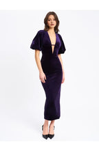 Casual Sheath V Neck Bubble Sleeve Ankle-Length Prom Dress