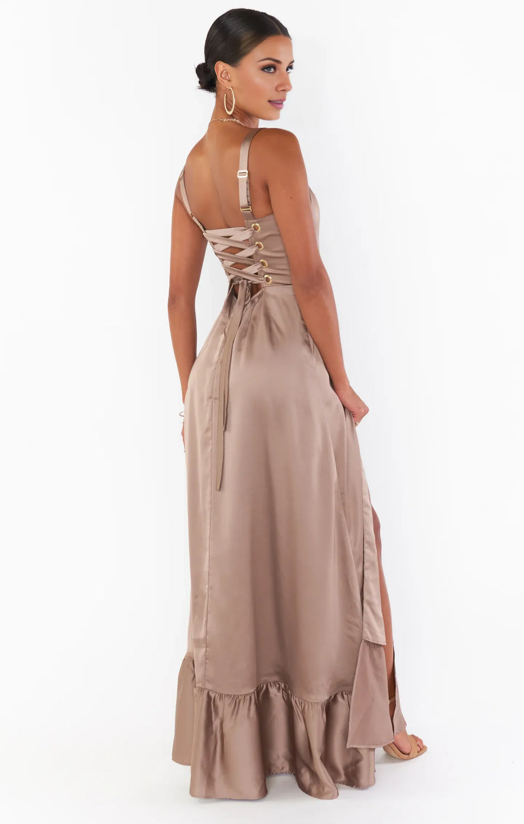 Dress Regular Straps Square Neck Sleeveless Maxi Dress Column Simple Crisscross Back Prom Dress With Slit