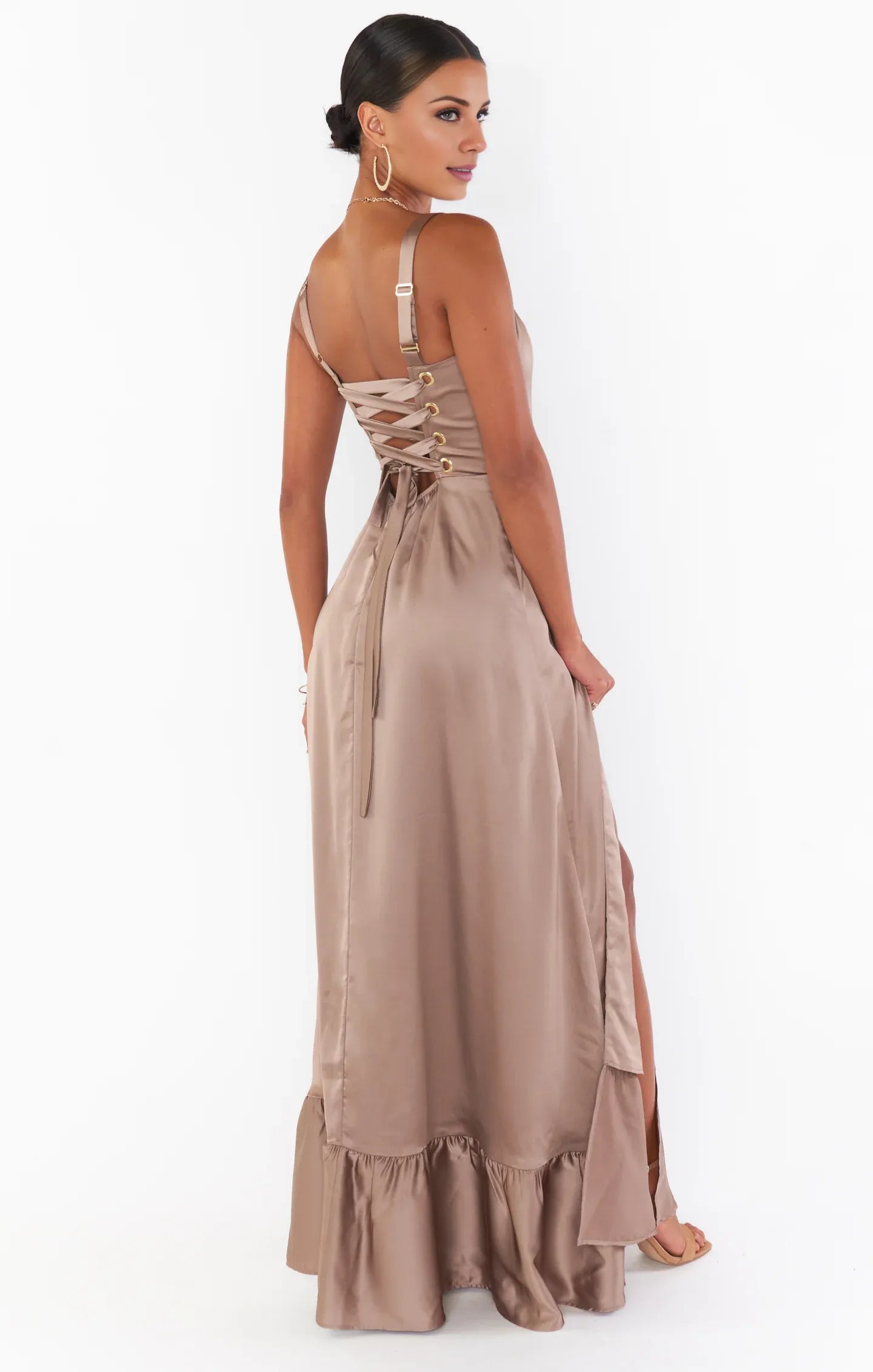 Dress Regular Straps Square Neck Sleeveless Maxi Dress Column Simple Crisscross Back Prom Dress With Slit