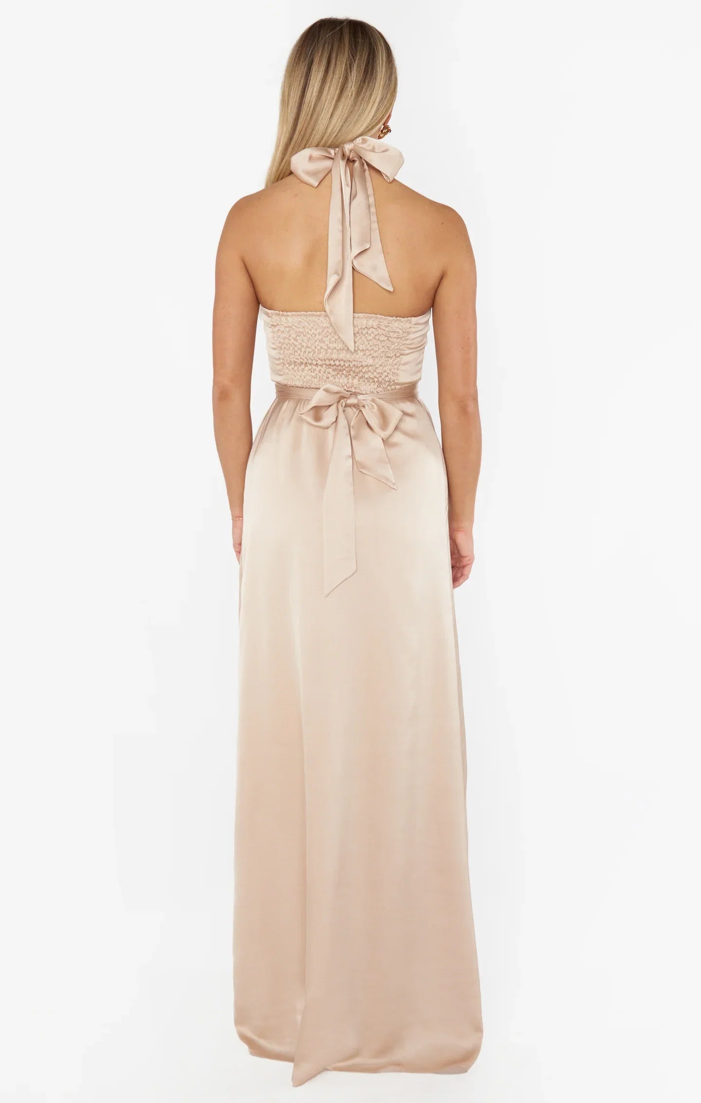 Dress Vintage Halter Neck Sleeveless Maxi Dress A-Line Solid Color Backless Prom Dress