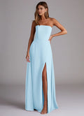 Charming A-Line Chiffon Strapless Sleeveless Open Back Floor-Length Bridesmaid Dress