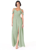 Charming A-Line Chiffon Sweetheart Cold Shoulder Square Back Floor Length Bridesmaid Dress