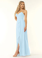Charming A-Line Chiffon Sweetheart Spaghetti-Strap Cross-Back Floor-Length Bridesmaid Dress