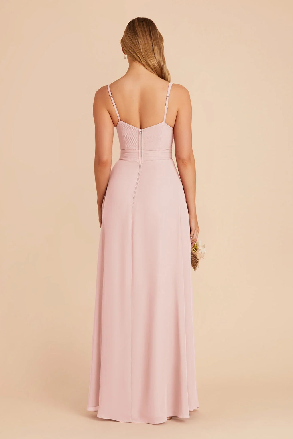 Charming A-Line Chiffon V Neck Spaghetti Strap Zipper Back Floor Length Bridesmaid Dress