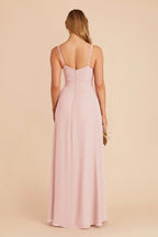 Charming A-Line Chiffon V Neck Spaghetti Strap Zipper Back Floor Length Bridesmaid Dress
