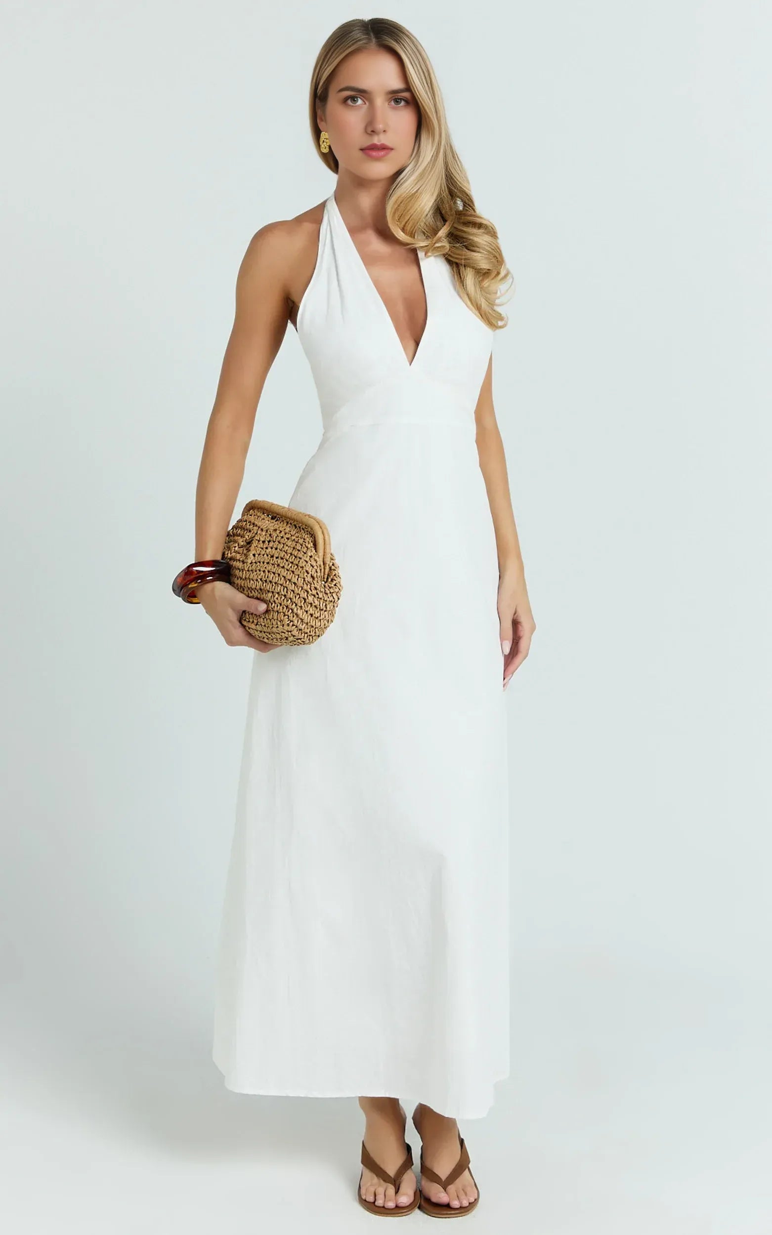 Charming A Line Halter Sleeveless Tie Back Floor Length Plus Size Evening Dress