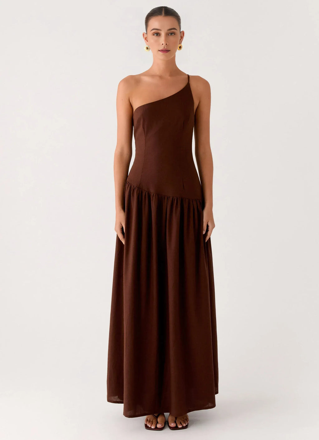 Charming A Line One Shoulder Sleeveless Pleated Skirt Floor Length Plus Size Evening Dress