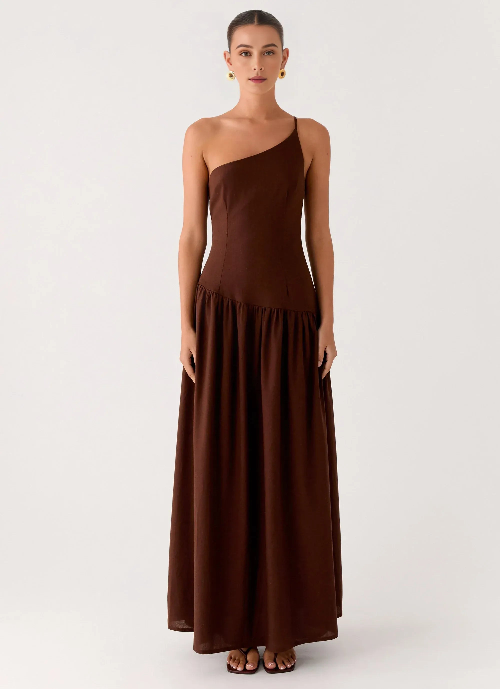 Charming A Line One Shoulder Sleeveless Pleated Skirt Floor Length Plus Size Evening Dress