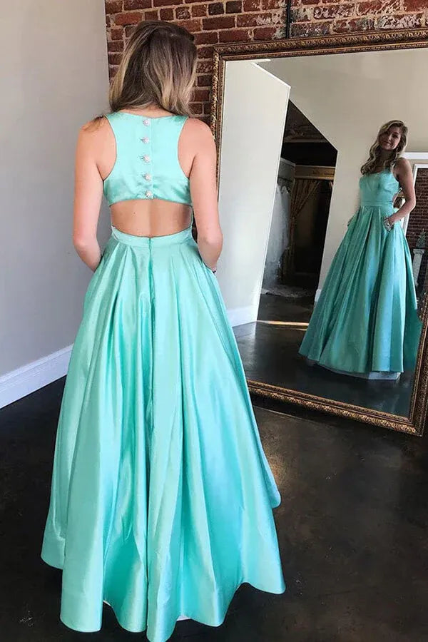 Charming A-Line Scoop Neck Sleeveless Maxi Prom Dress