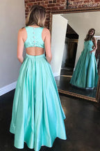 Charming A-Line Scoop Neck Sleeveless Maxi Prom Dress