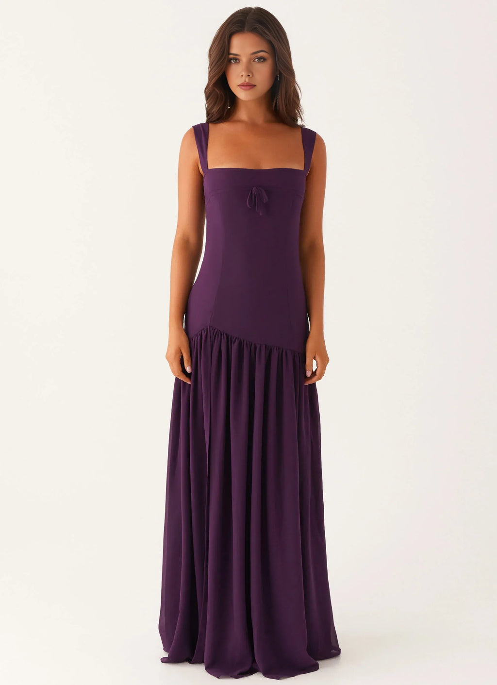 Charming A Line Square Neck Sleeveless Ruched Skirt Floor Length Plus Size Evening Dress