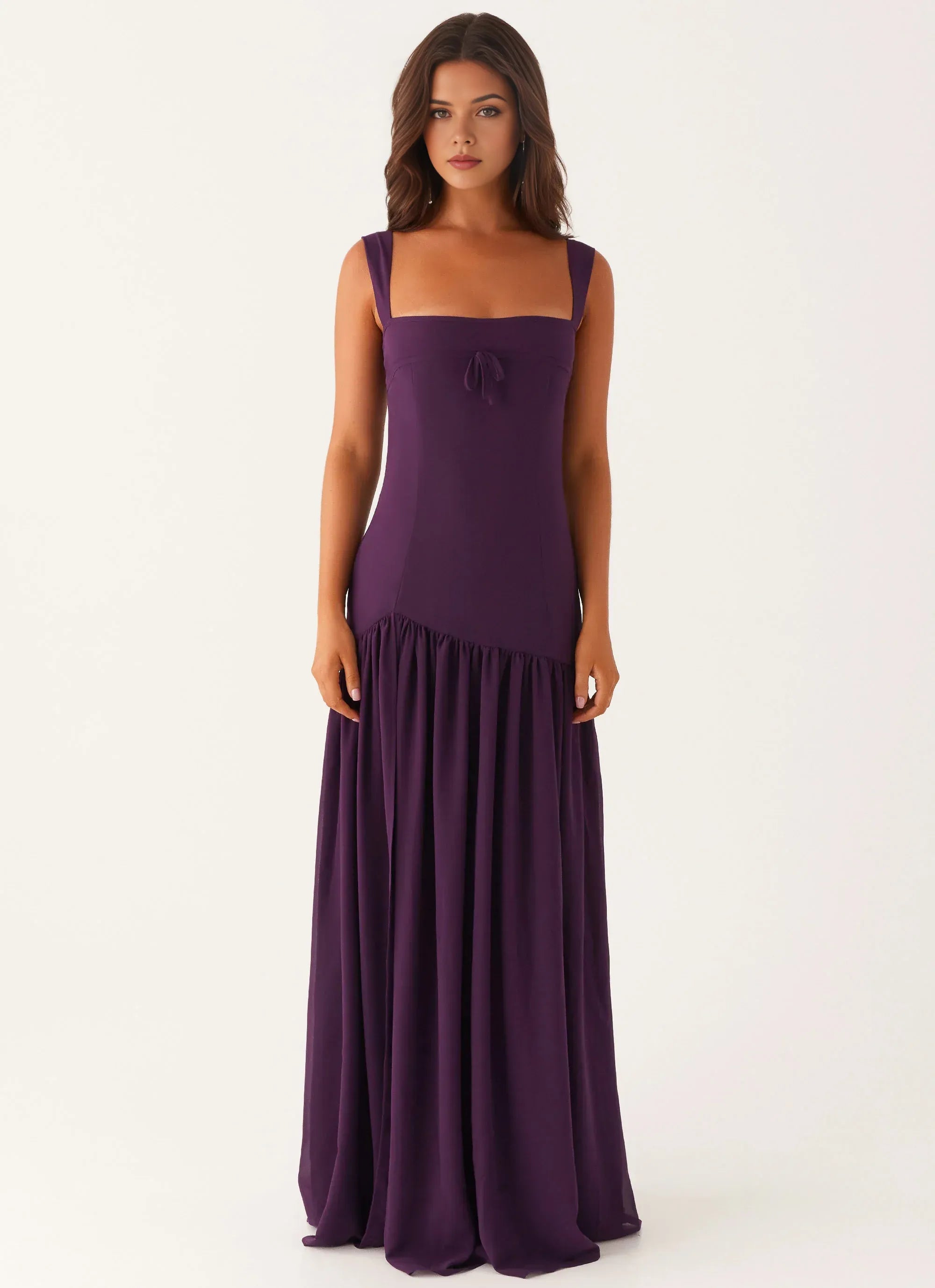 Charming A Line Square Neck Sleeveless Ruched Skirt Floor Length Plus Size Evening Dress
