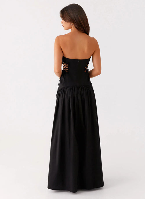 Charmante robe de soirée longue, sans bretelles et sans manches, avec laçage au dos, coupe trapèze, grande taille