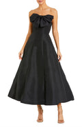 Charming A Line Strapless Sleeveless Zipper Back Midi Evening Dress