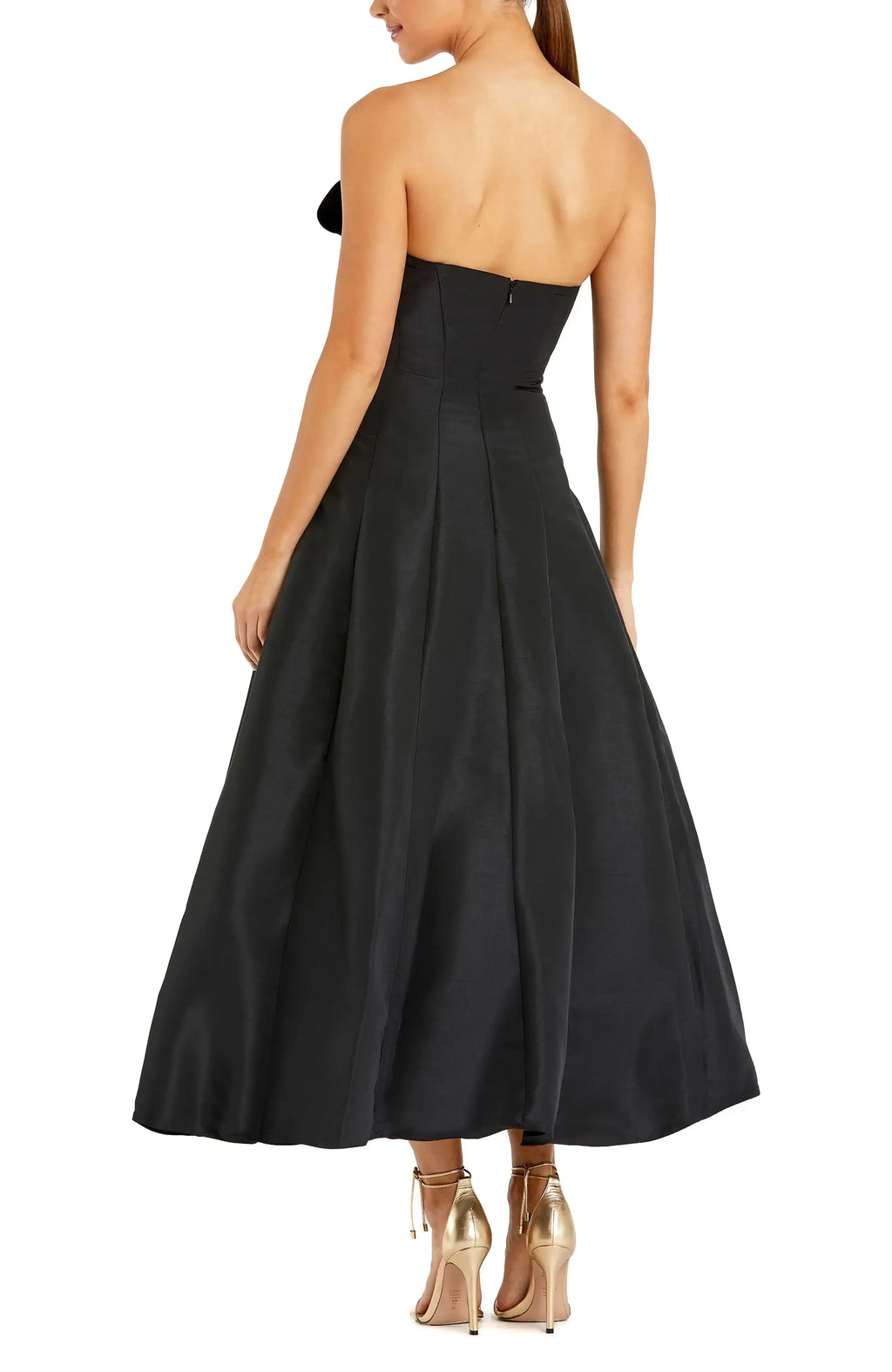 Charming A Line Strapless Sleeveless Zipper Back Midi Evening Dress