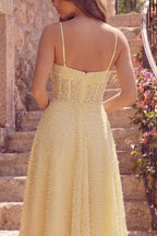 Charming A-Line Sweetheart Spaghetti Strap Beaded Midi Cocktail Dress