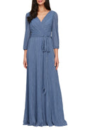 Charming A Line V Neck Puff Sleeve Zipper Back Floor Length Evening Dress