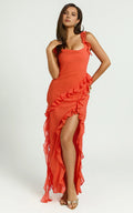 Charming Mermaid Cowl Neck Sleeveless Ruffled Back Floor Length Plus Size Evening Dress