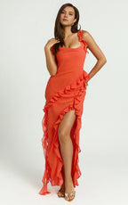 Charming Mermaid Cowl Neck Sleeveless Ruffled Back Floor Length Plus Size Evening Dress