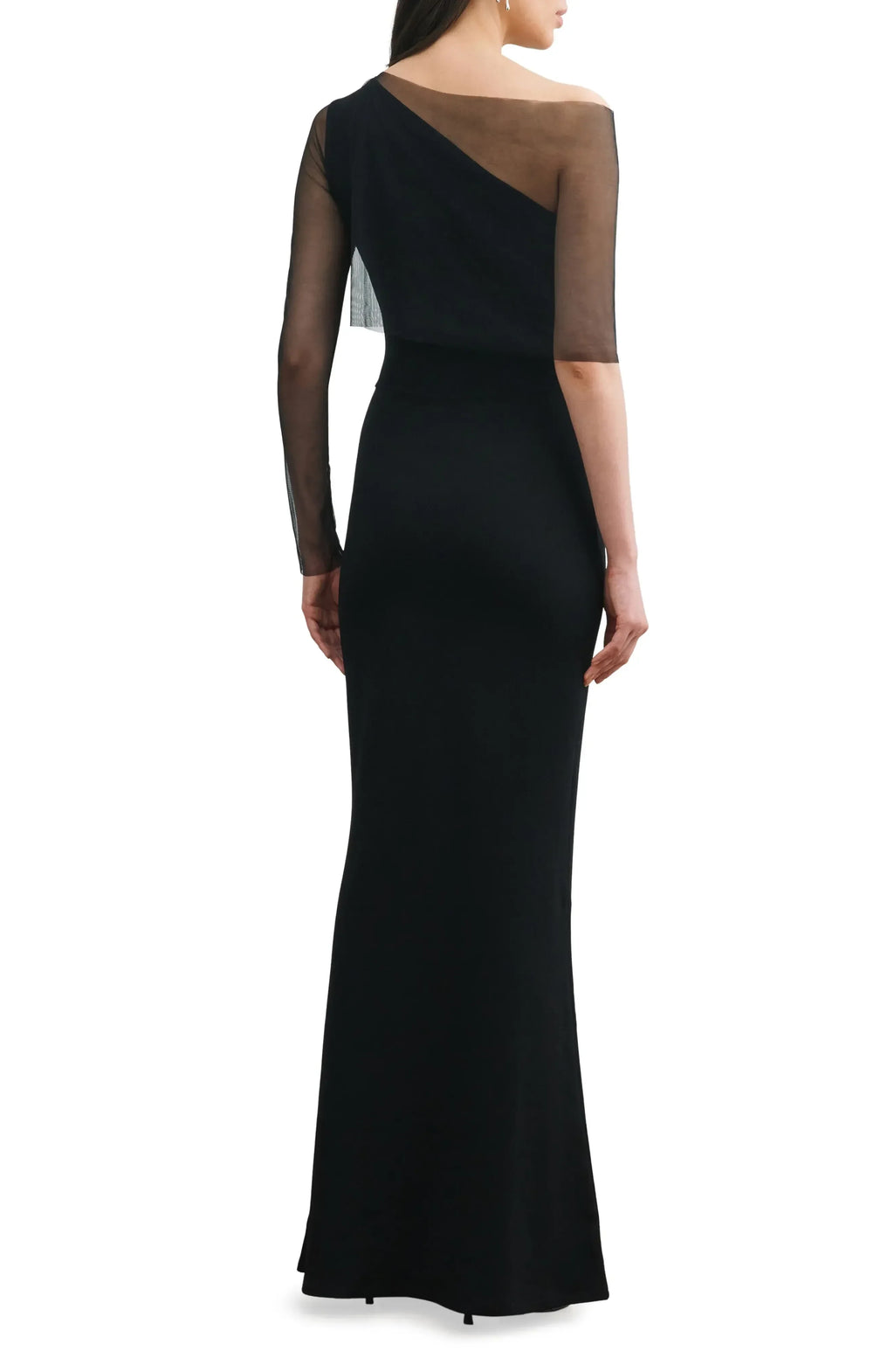 Charming Mermaid One Shoulder Sheer Sleeve Plain Back Floor Length Evening Dress