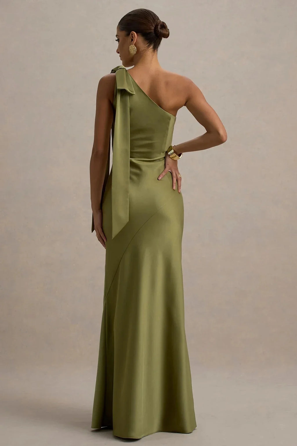 Charming Mermaid One Shoulder Sleeveless Bow Accent Floor Length Evening Dress