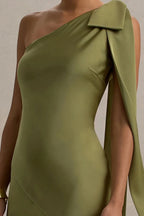 Charming Mermaid One Shoulder Sleeveless Bow Accent Floor Length Evening Dress