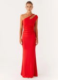 Charming Mermaid One Shoulder Sleeveless Ruched Back Floor Length Plus Size Evening Dress
