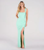 Charming Mermaid Square Neck Sleeveless Lace Up Back Floor Length Prom Dress