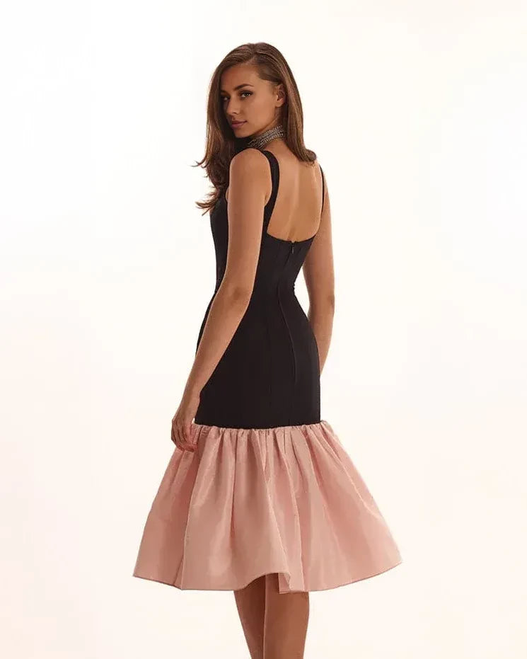 Charming Mermaid Square Neck Sleeveless Zipper Back Tiered Floor Length Evening Dress
