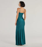 Charming Mermaid Square Neck Spaghetti Strap Ruched Side Zipper Back Floor Length Prom Dress