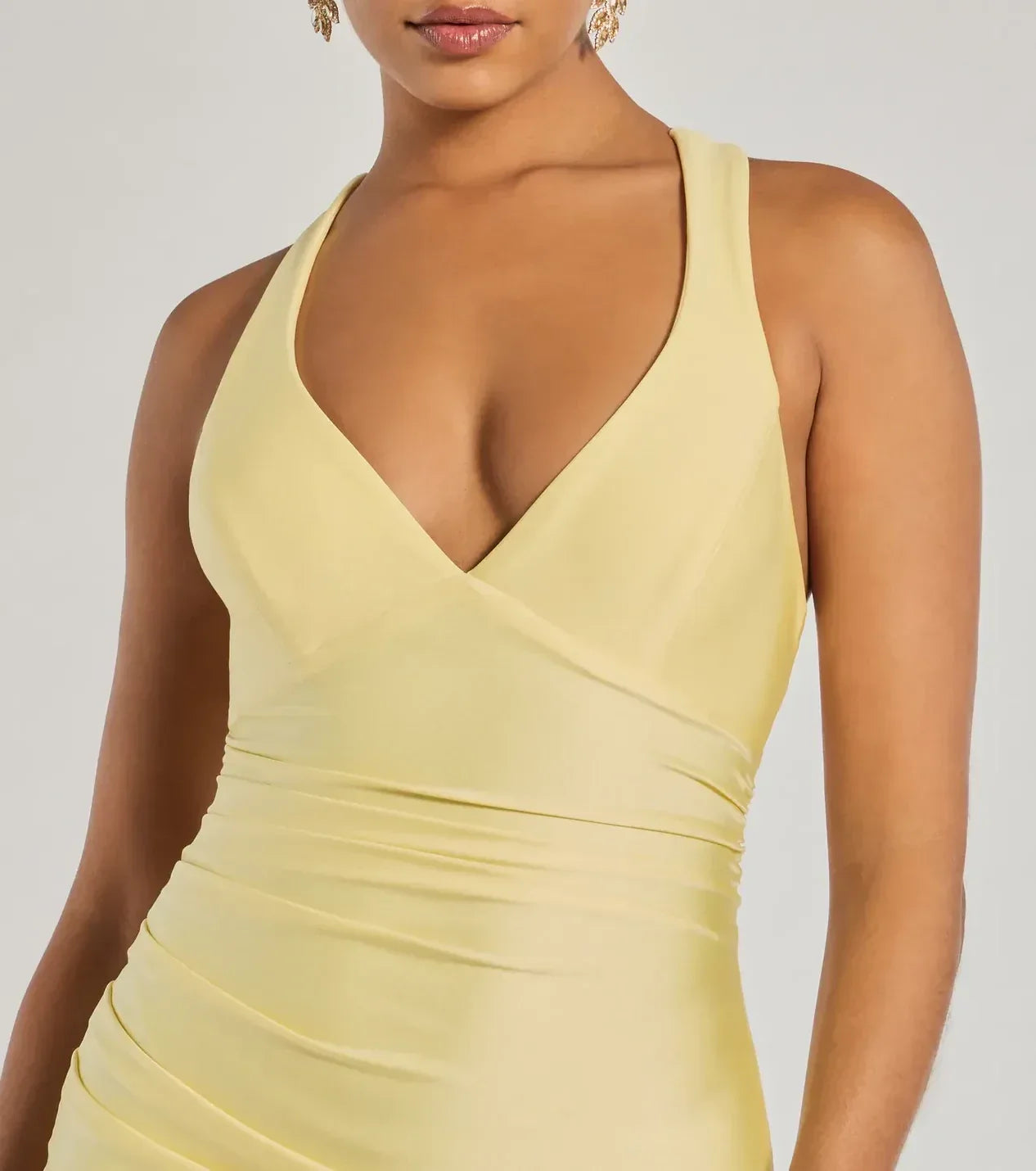 Charming Mermaid V Neck Sleeveless Crisscross Back Floor Length Prom Dress