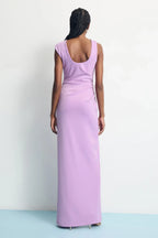 Charming Sheath Asymmetric Neck Sleeveless Side Slit Floor Length Plus Size Prom Dress