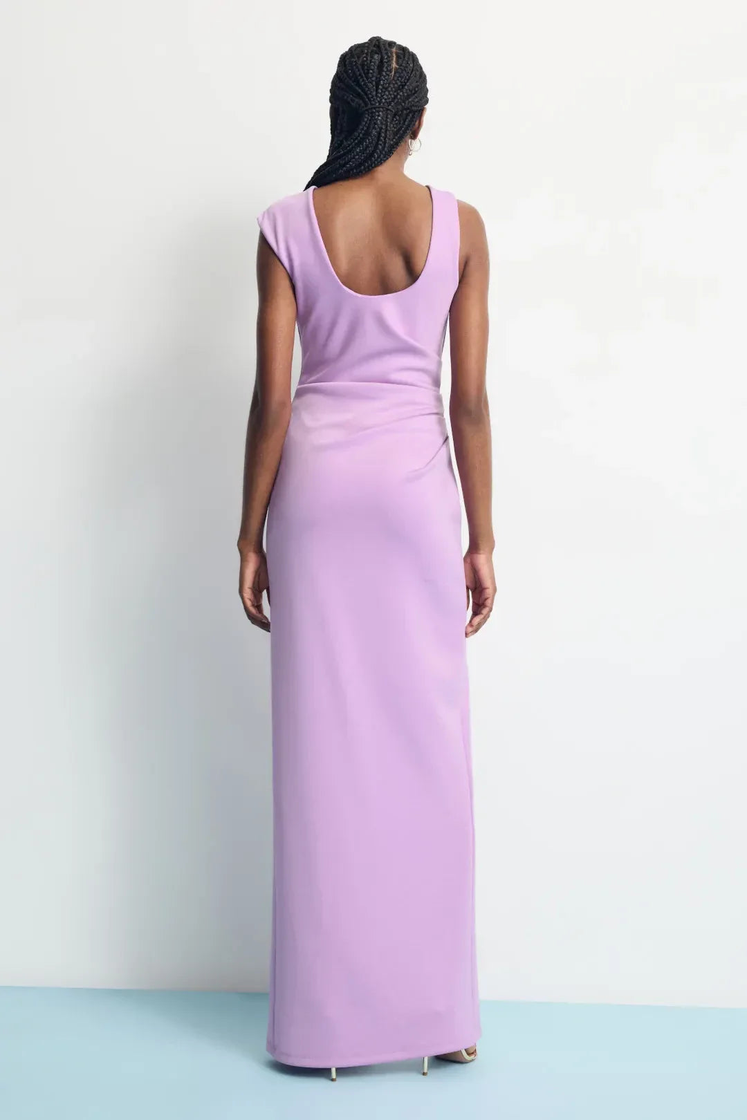 Charming Sheath Asymmetric Neck Sleeveless Side Slit Floor Length Plus Size Prom Dress