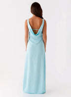Charming Sheath Boat Neck Sleeveless Cowl Back Floor Length Plus Size Evening Dress