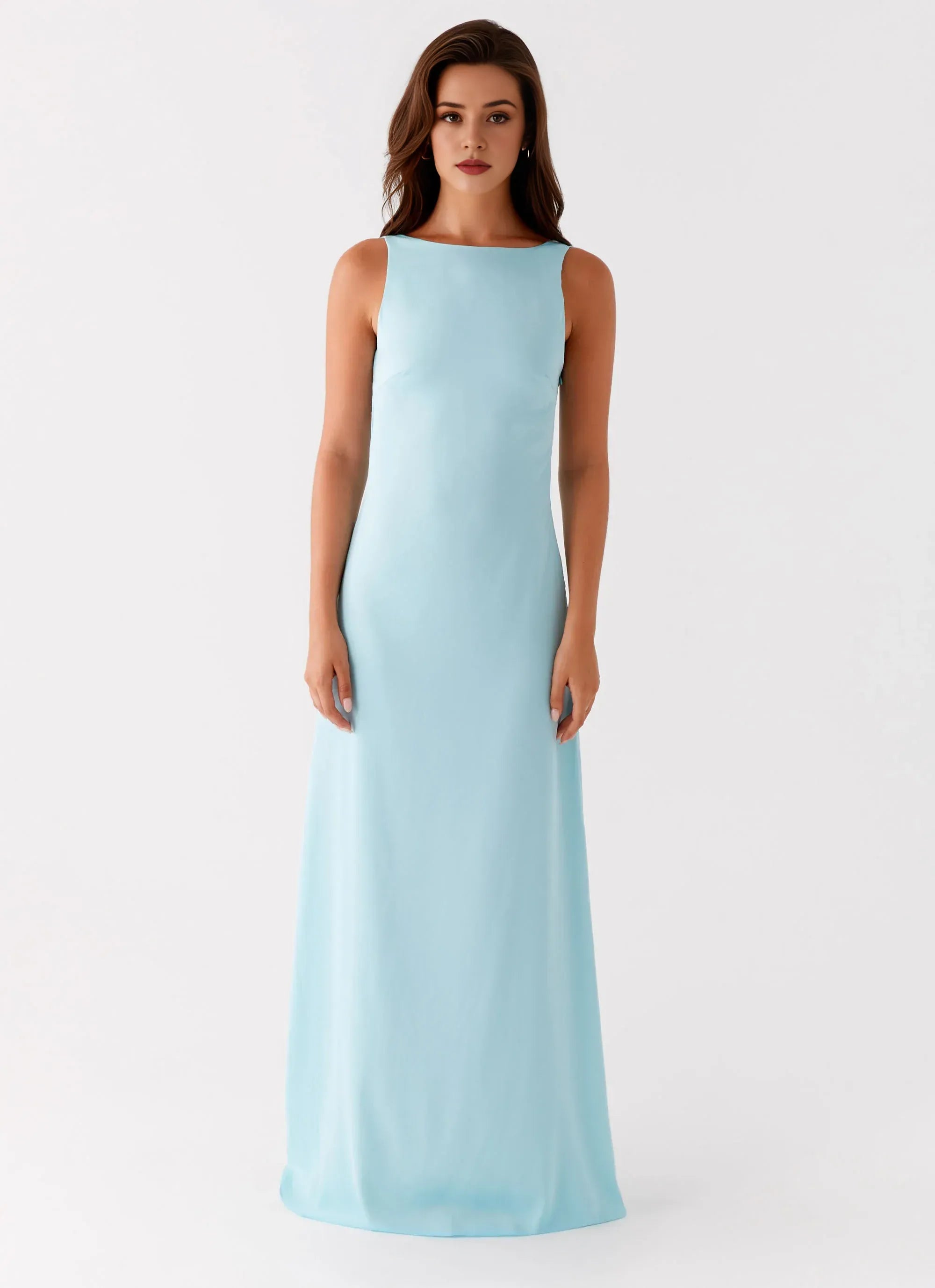 Charming Sheath Boat Neck Sleeveless Cowl Back Floor Length Plus Size Evening Dress