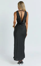 Charming Sheath Cowl Neck Sleeveless Tie Back Floor Length Plus Size Evening Dress