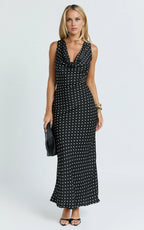 Charming Sheath Cowl Neck Sleeveless Tie Back Floor Length Plus Size Evening Dress