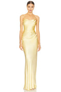Charming Sheath Cowl Neck Spaghetti Strap Crisscross Back Maxi Evening Dress