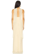Charming Sheath Halter Neck Sleeveless Draped Open Back Floor Length Evening Dress