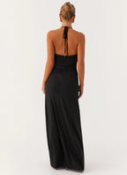 Charming Sheath Halter Neck Sleeveless Ruched Back Floor Length Plus Size Evening Dress