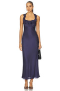 Charming Sheath Halter Neck Sleeveless Ruffle Accent Open Back Midi Evening Dress
