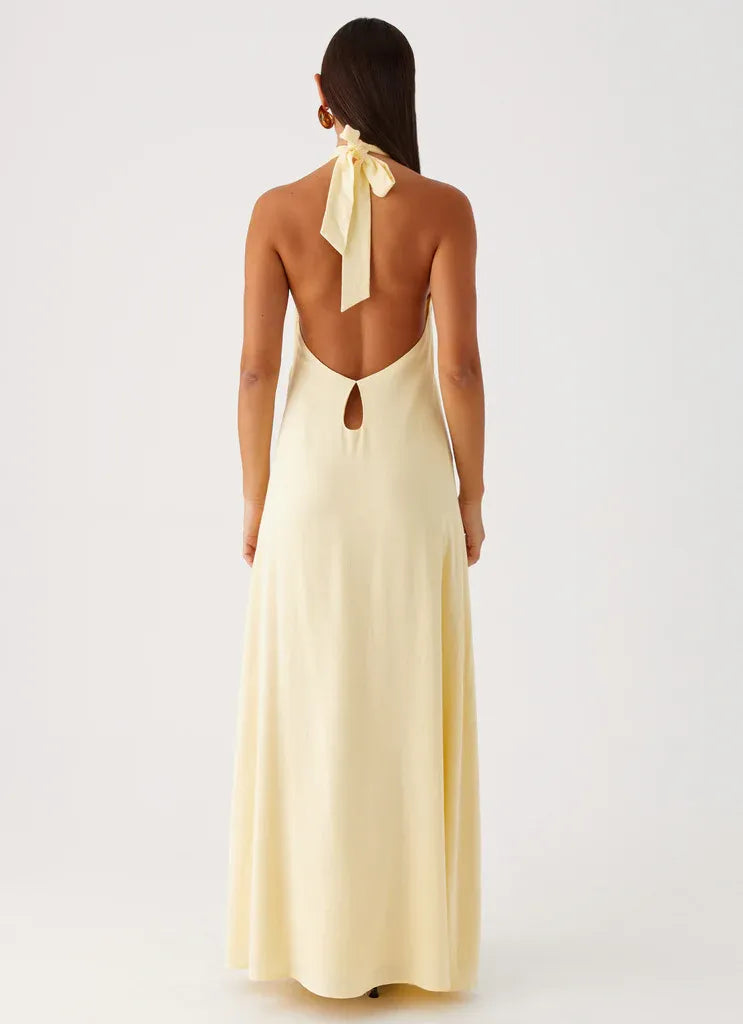 Charming Sheath Halter Neck Sleeveless Tie Back Floor Length Plus Size Evening Dress
