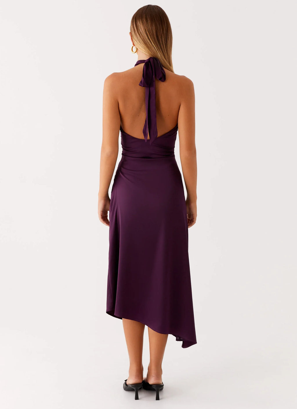 Charming Sheath High Neck Sleeveless Tie Back Asymmetric Midi Plus Size Evening Dress