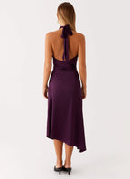 Charming Sheath High Neck Sleeveless Tie Back Asymmetric Midi Plus Size Evening Dress